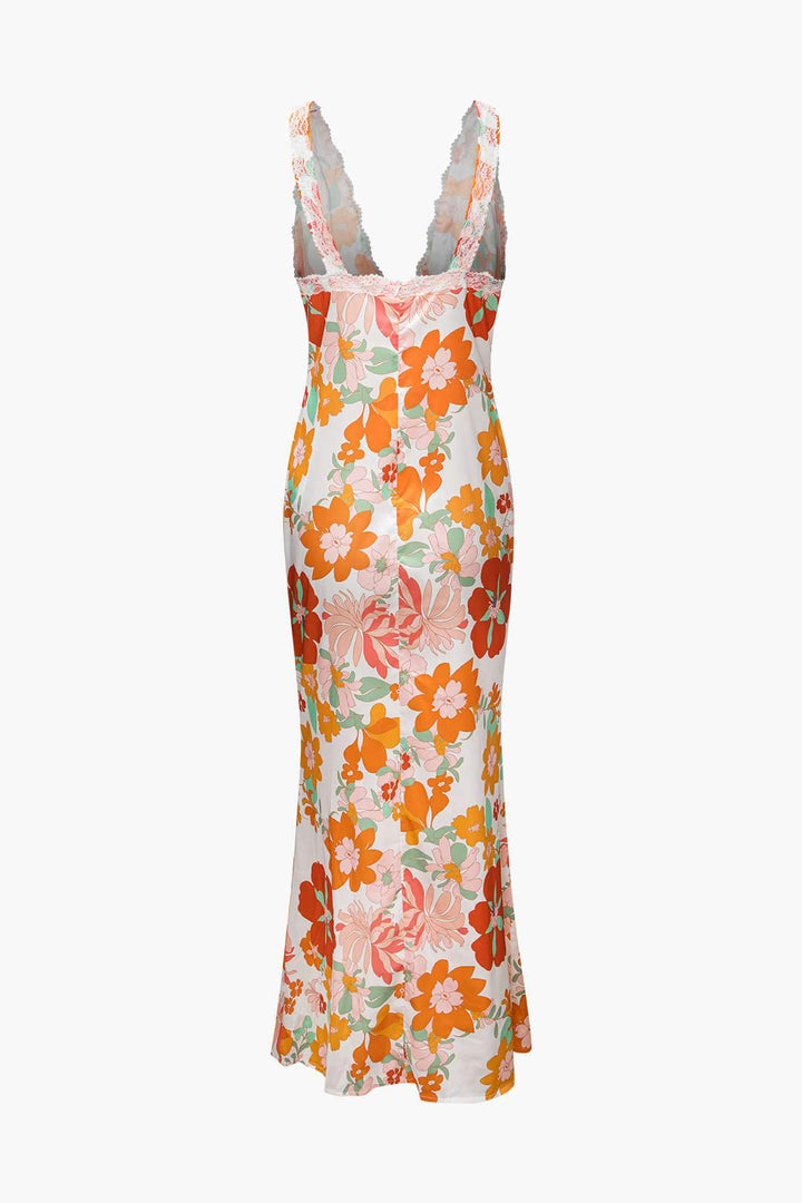 July - Maxi vestido de encaje estampado con escote en V