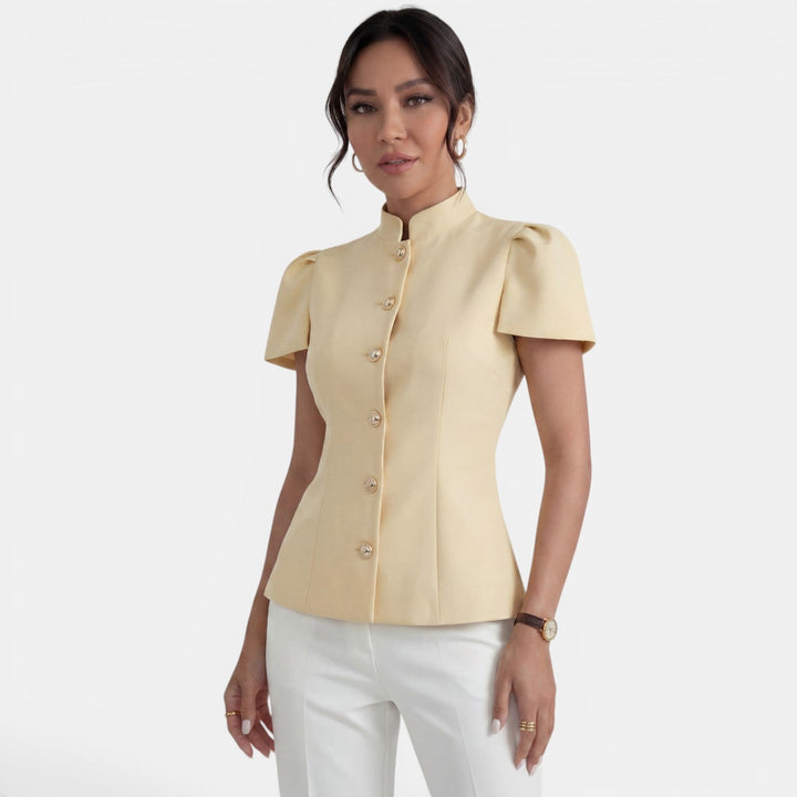 Blusa Elegante Cuello Mao