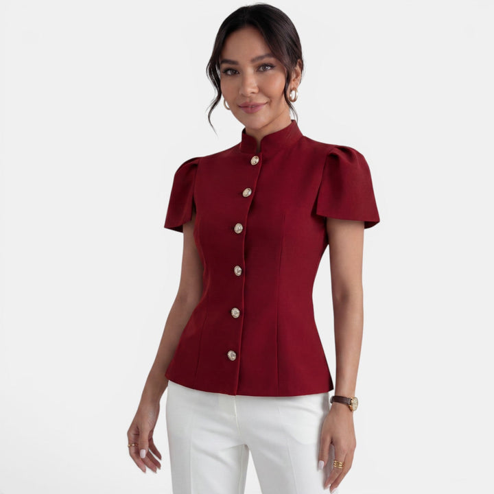 Blusa Elegante Cuello Mao