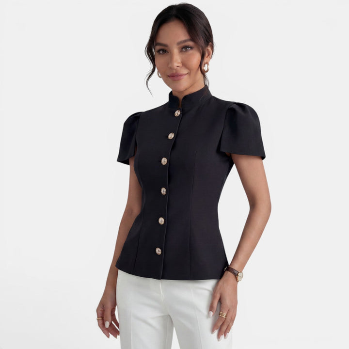Blusa Elegante Cuello Mao