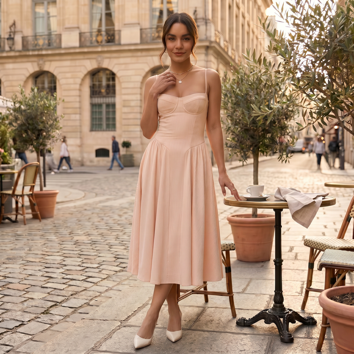 Vestido Midi Corset Mujer Elegante