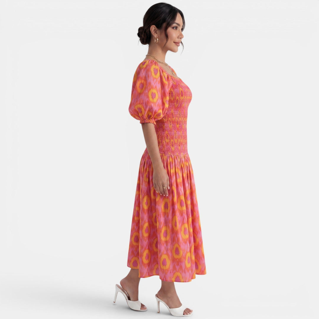 Vestido Midi Rosa Mujer Verano