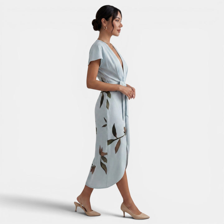 Vestido Midi Cruzado Floral Mujer