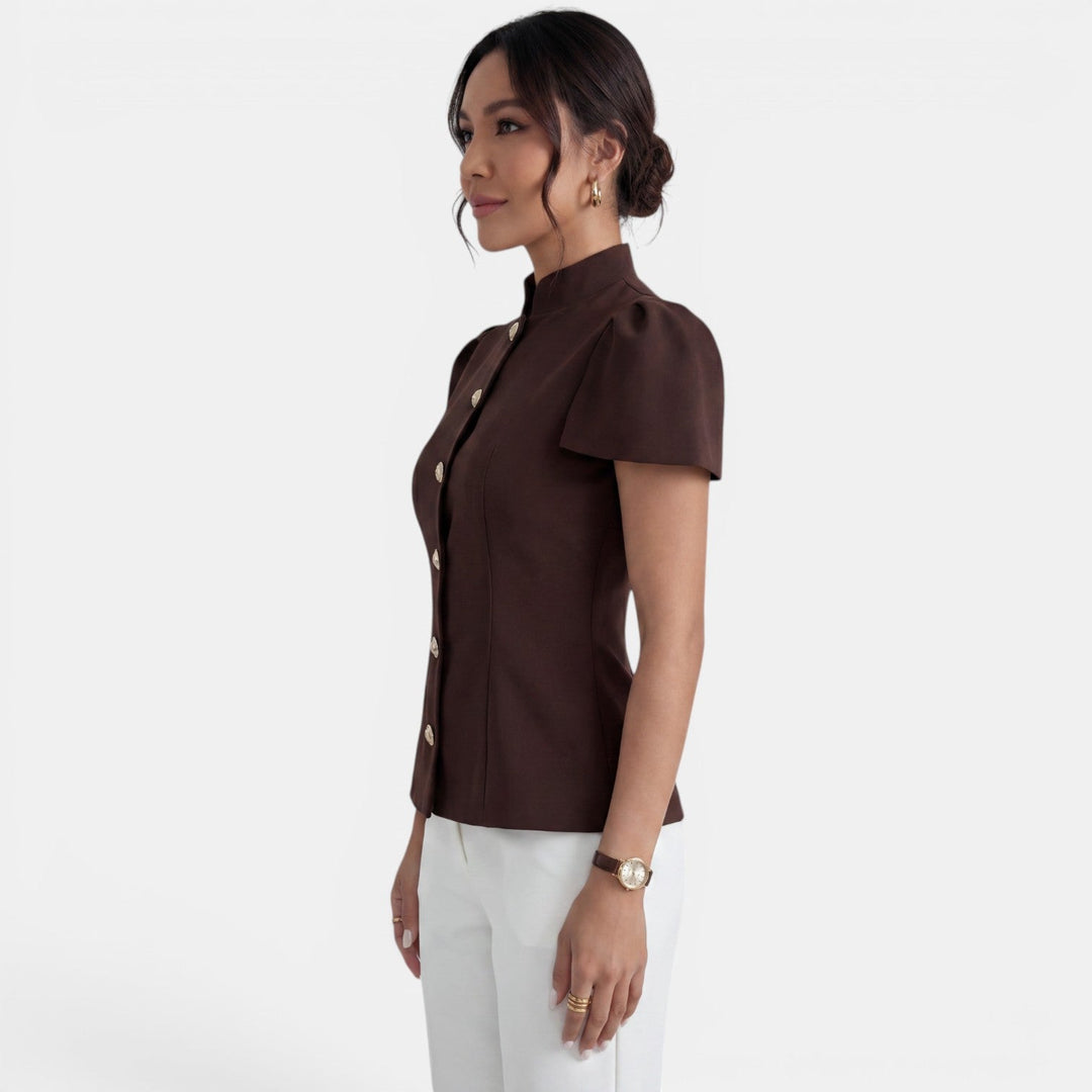 Blusa Elegante Cuello Mao