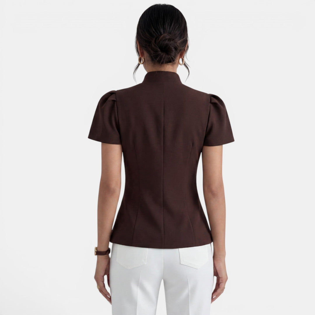Blusa Elegante Cuello Mao