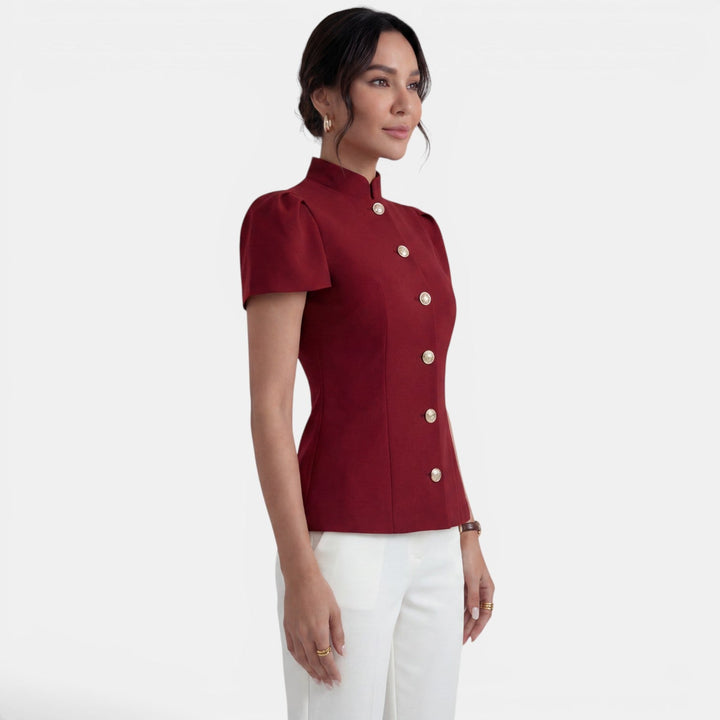 Blusa Elegante Cuello Mao