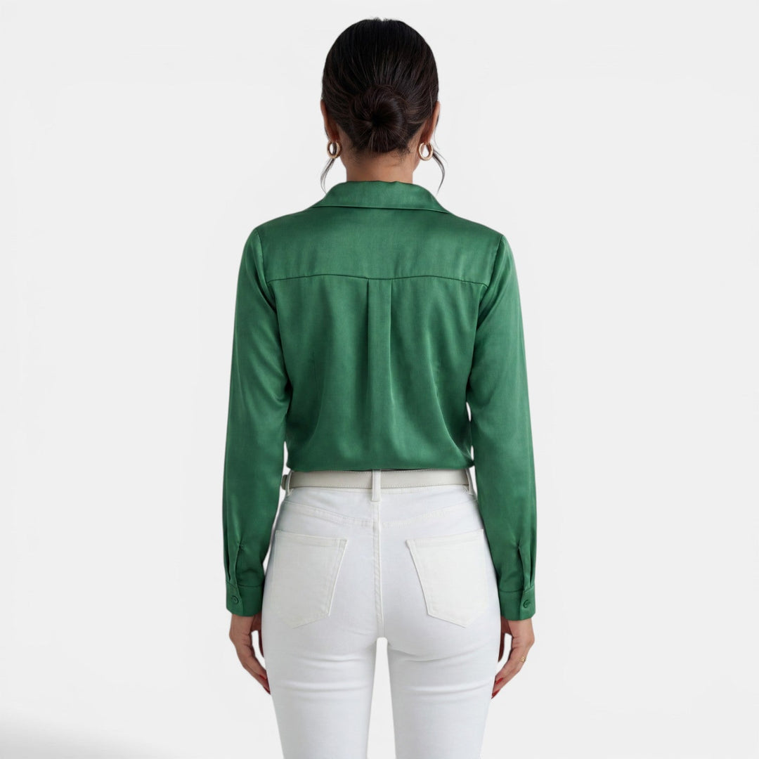 Blusa Mujer Satén Manga Larga