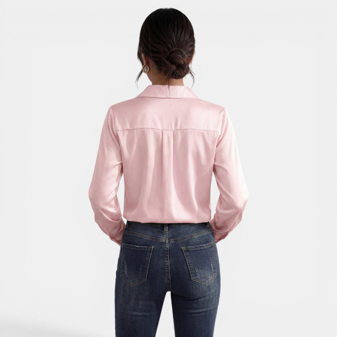 Blusa Mujer Satén Manga Larga