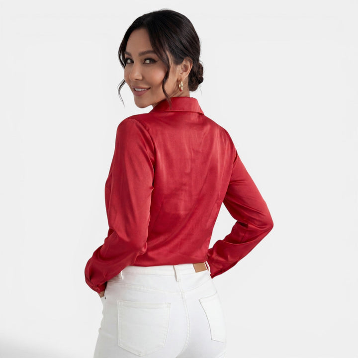 Blusa Mujer Satén Manga Larga