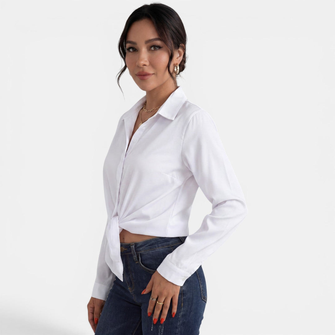Blusa Mujer Satén Manga Larga