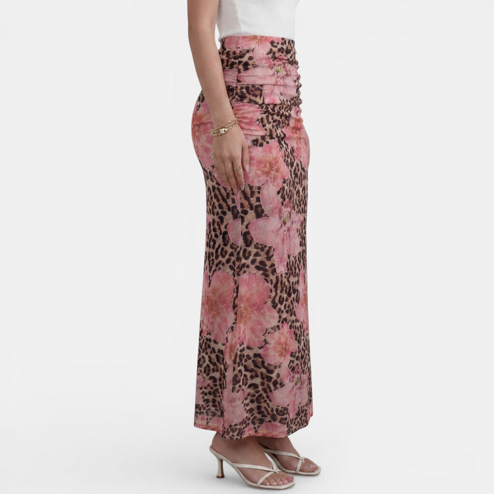 Falda Larga Verano Leopardo Floral