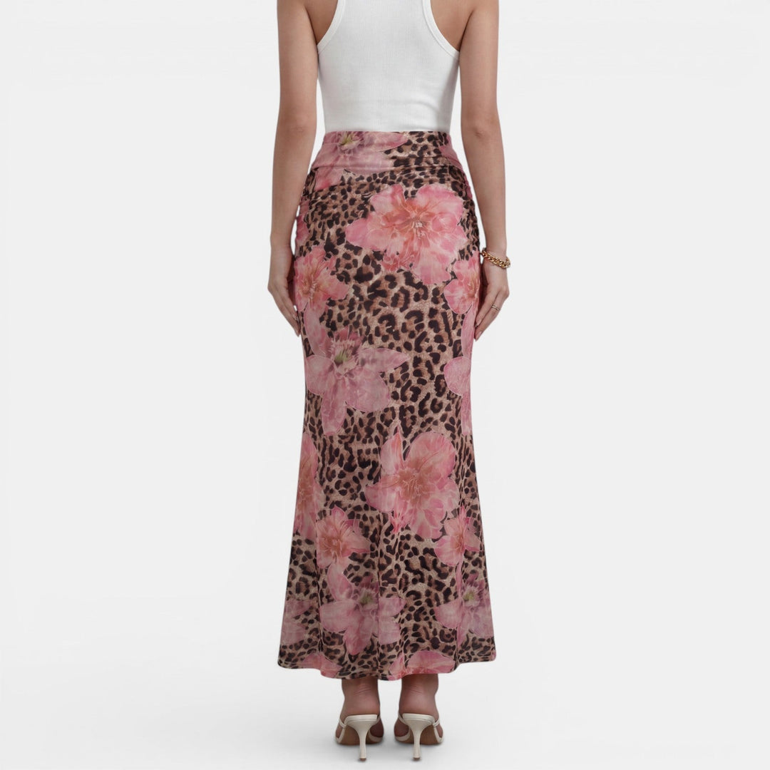 Falda Larga Verano Leopardo Floral