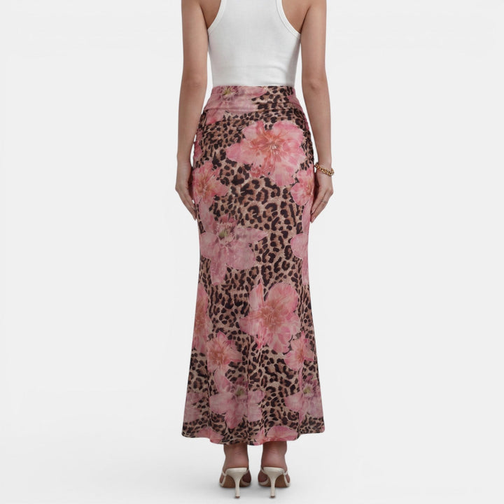 Falda Larga Verano Leopardo Floral
