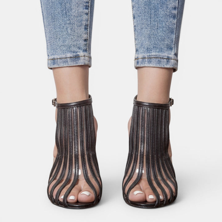 Sandalias Tacón Aguja Negro Mujer Elegantes