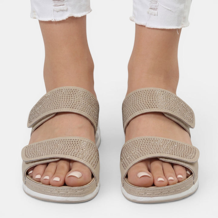 Sandalias Mujer Cuña Ortopédicas Strass