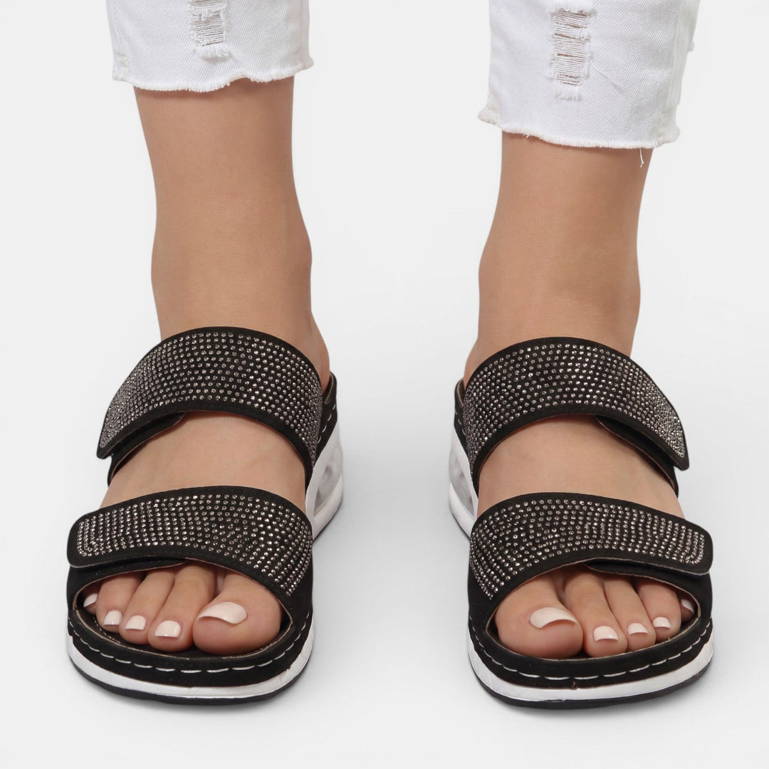 Sandalias Mujer Cuña Ortopédicas Strass
