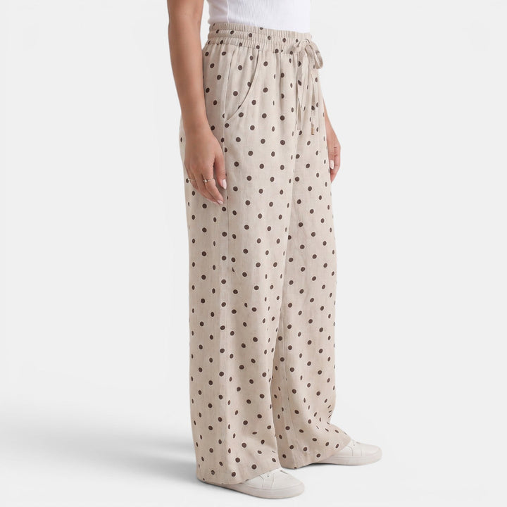 Pantalón Harén Lino Lunares Mujer
