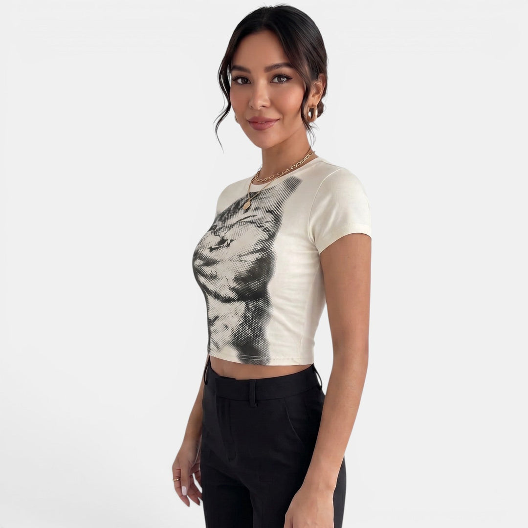Camiseta Mujer Gato Blanca