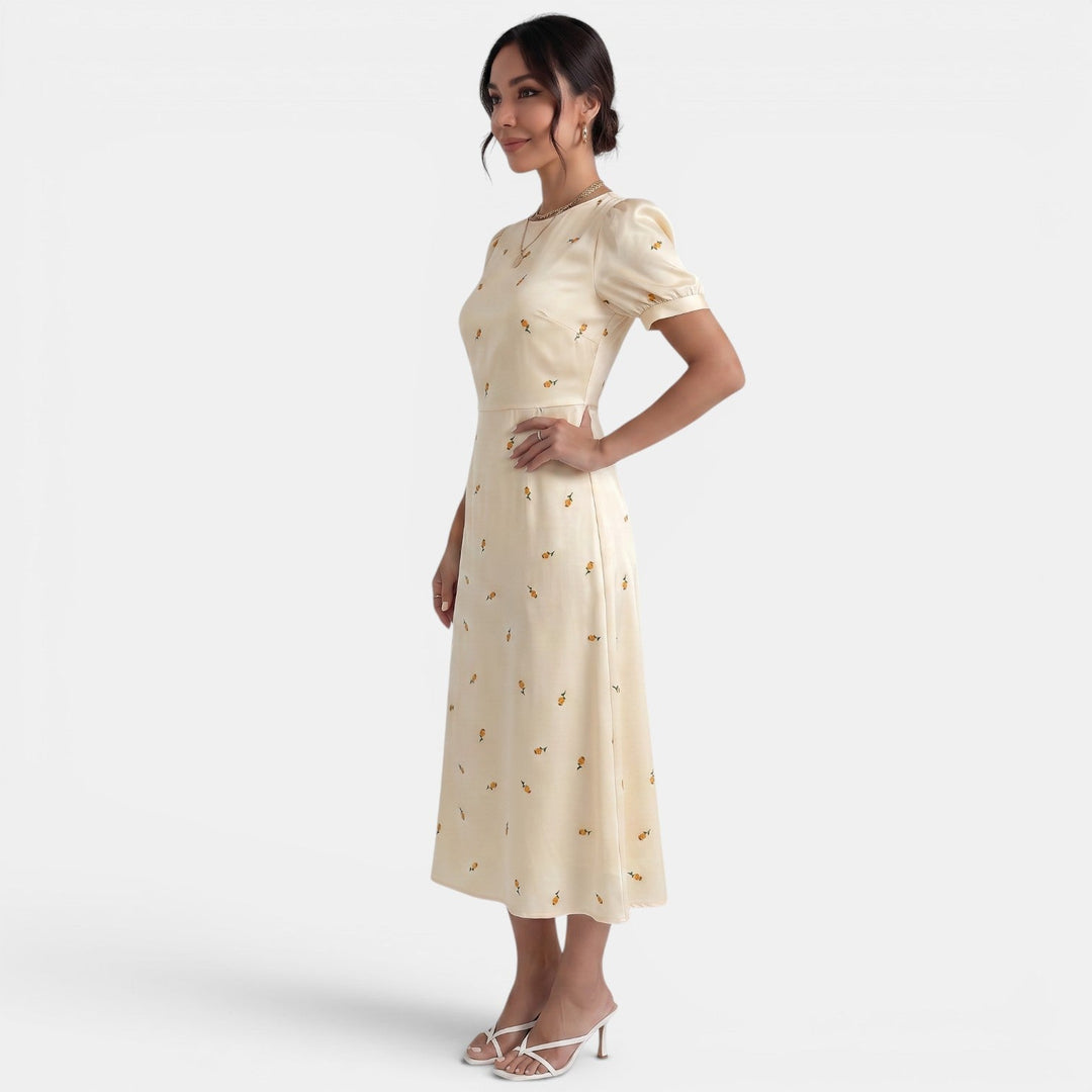 Vestido Midi Amarillo Floral