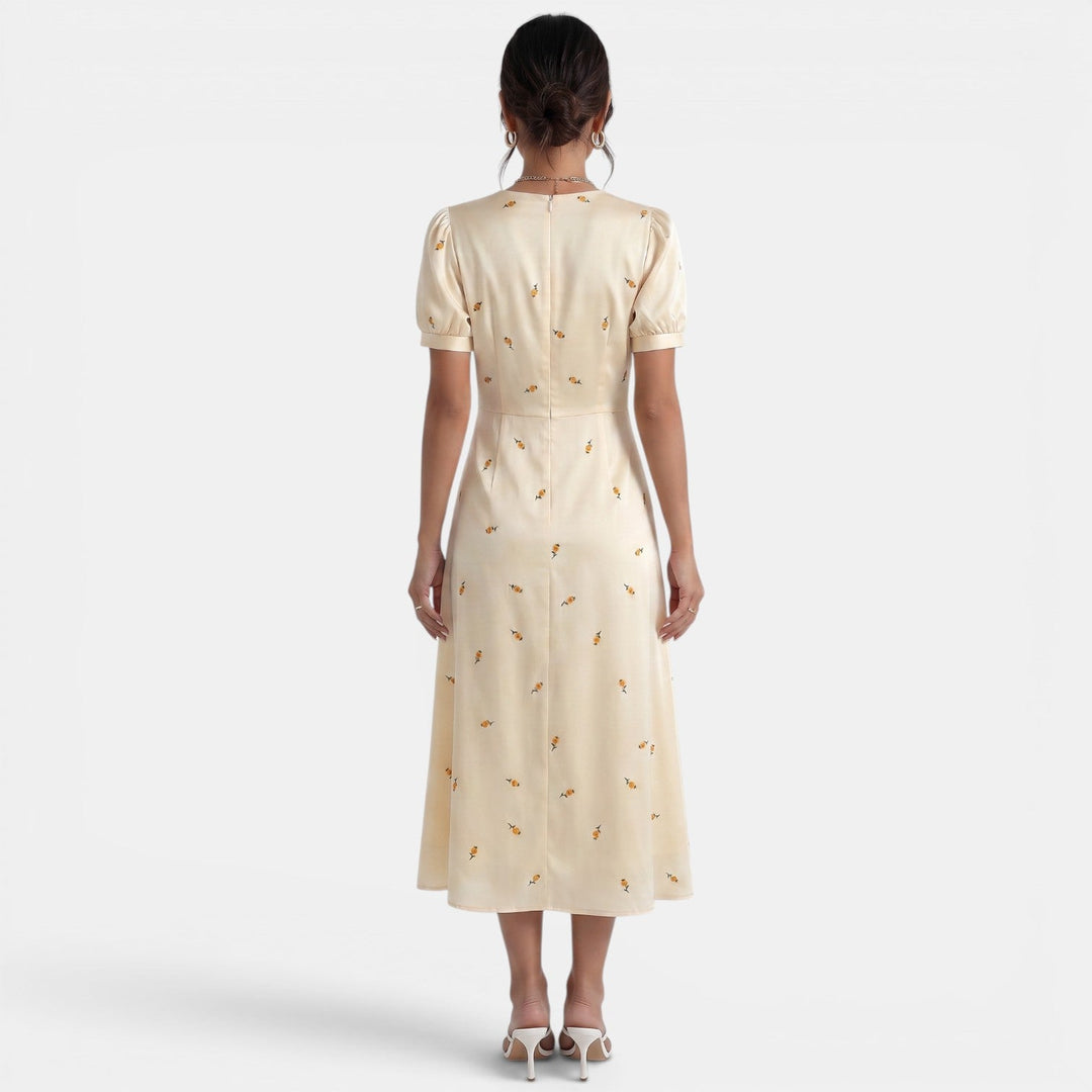 Vestido Midi Amarillo Floral