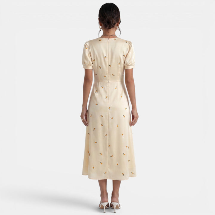 Vestido Midi Amarillo Floral