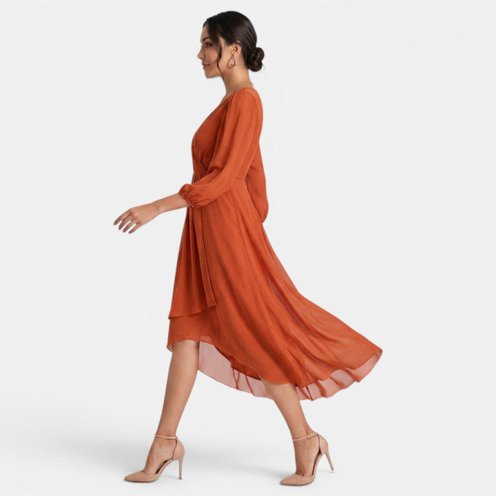 Vestido Midi Mujer Escote V