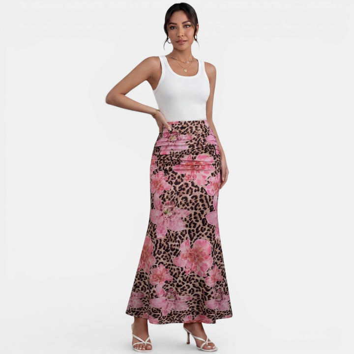 Falda Larga Verano Leopardo Floral