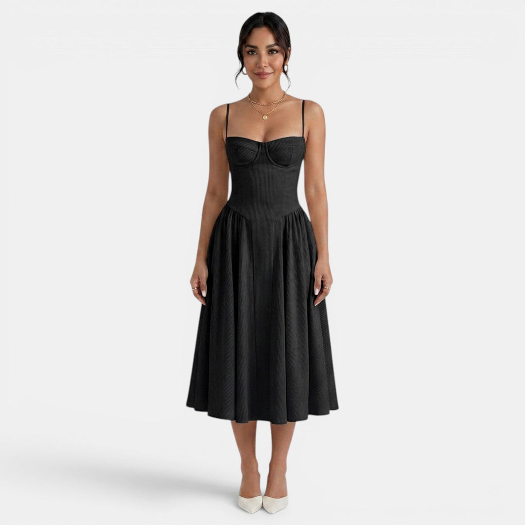 Vestido Midi Corset Mujer Elegante