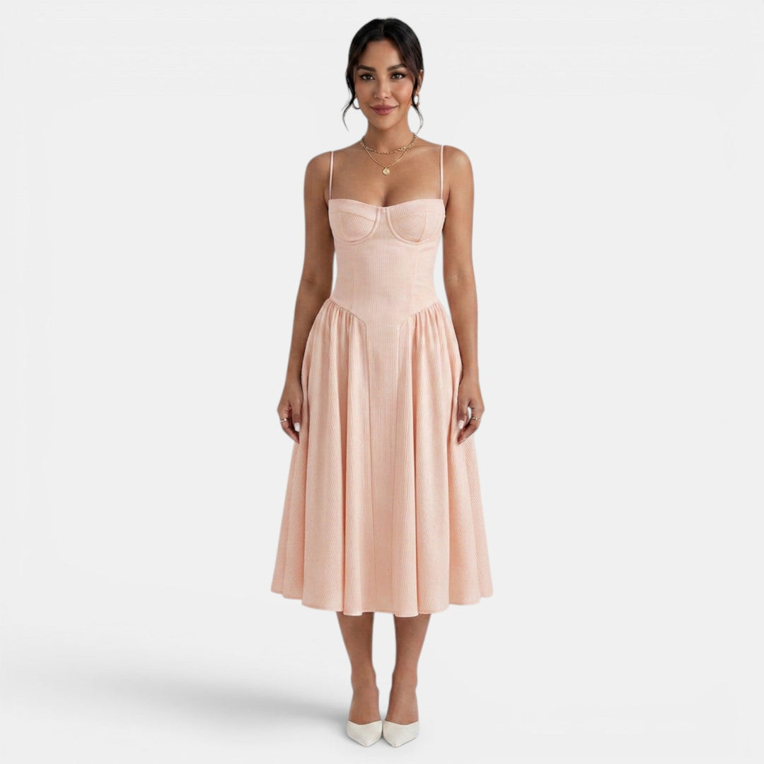 Vestido Midi Corset Mujer Elegante