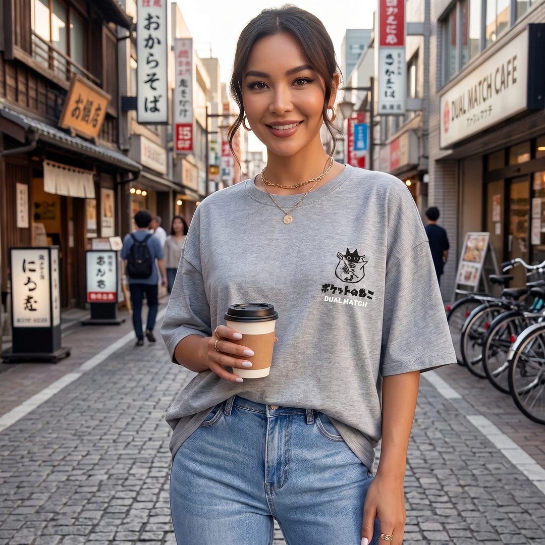 Camiseta Oversize Gato Mujer