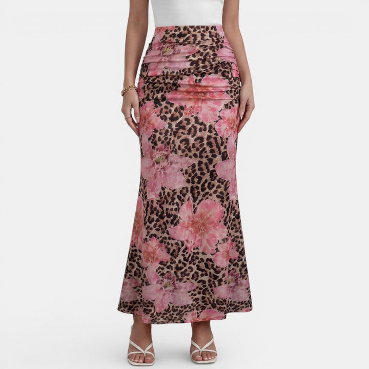Falda Larga Verano Leopardo Floral