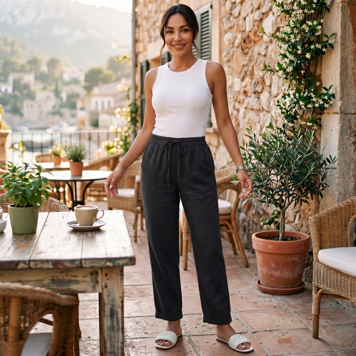 Pantalón Lino Mujer Cintura Alta