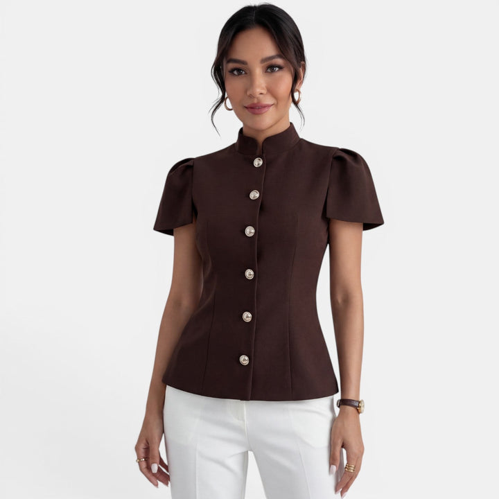 Blusa Elegante Cuello Mao