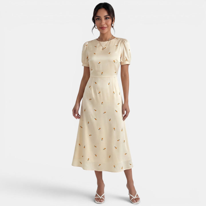 Vestido Midi Amarillo Floral