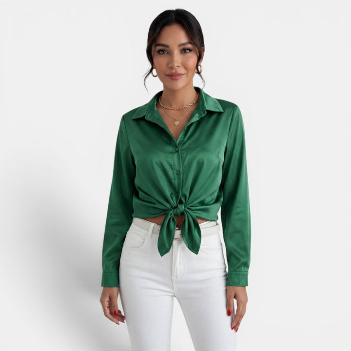 Blusa Mujer Satén Manga Larga