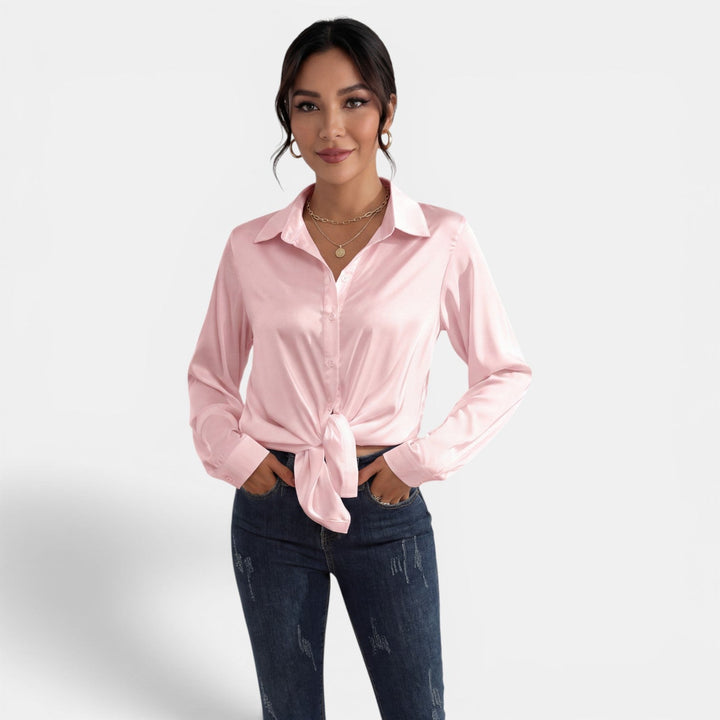 Blusa Mujer Satén Manga Larga