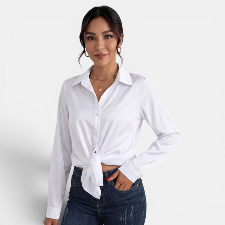 Blusa Mujer Satén Manga Larga