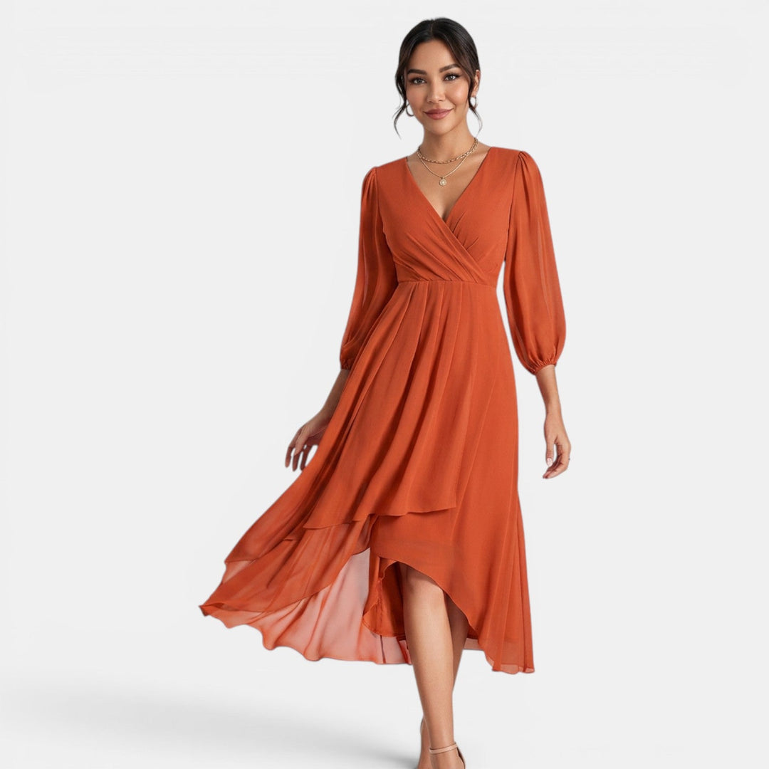 Vestido Midi Mujer Escote V