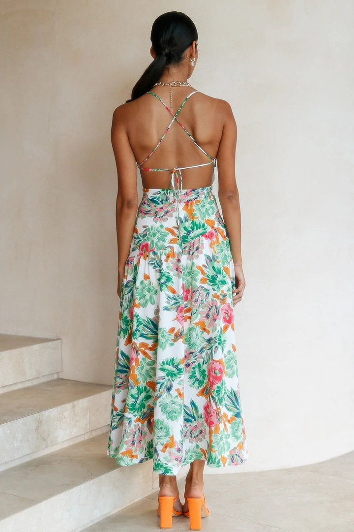 Edith - Vestido midi acampanado estampado